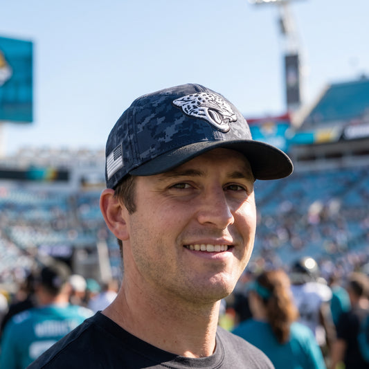 Jaguars 2026 Salute to Service 9SEVENTY hat worn at the stadium