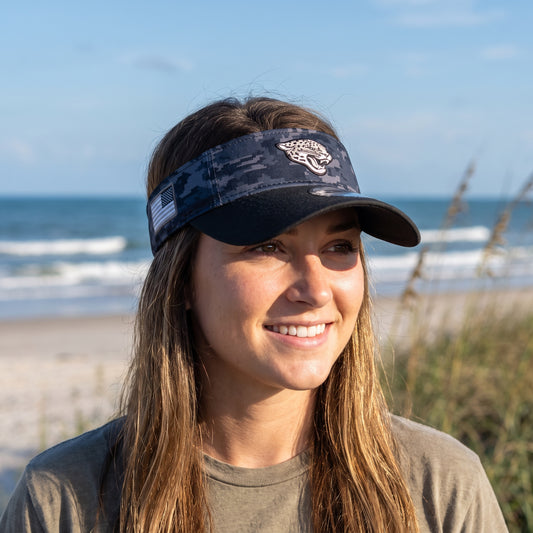 Jaguars 2026 Salute to Service visor worn on Jacksonville Beach