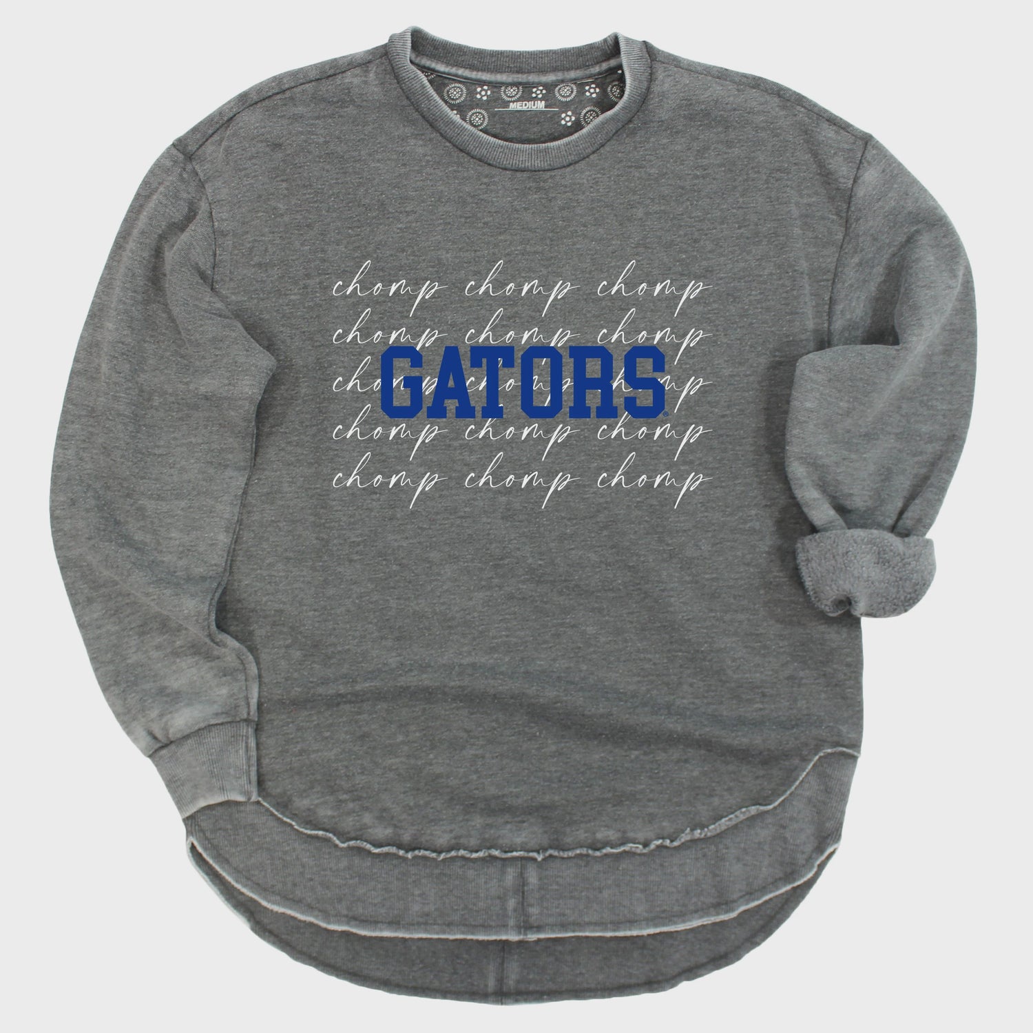 University of Florida Gators College Script Poncho Fleece Crew in Charcoal - officially licensed fan gear