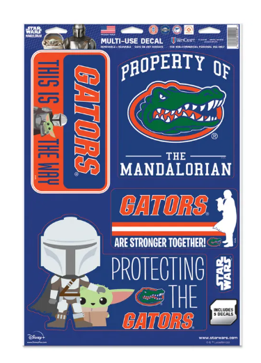 University of Florida Gators Wincraft Star Wars MANDALORIAN Multi-Use Decal 11" X 17" - officially licensed fan gear