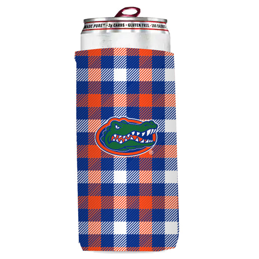 NCAA Florida Gators Logo Brands Plaid Insulated Slim Can Sleeve