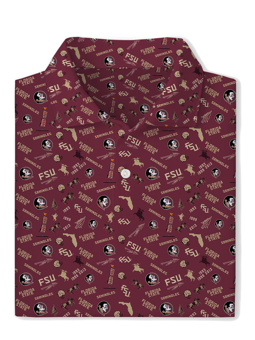 FSU Seminole Safari Print Polo - Warner Safari