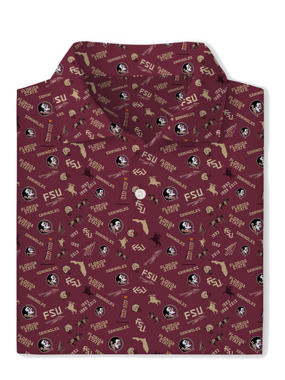 FSU Seminole Safari Print Polo - Warner Safari