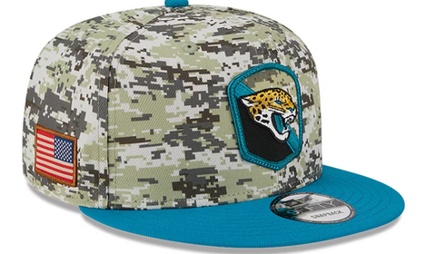 NFL Jacksonville Jaguars New Era Camo/Teal 2023 Salute To Service 9FIFTY Snapback Hat