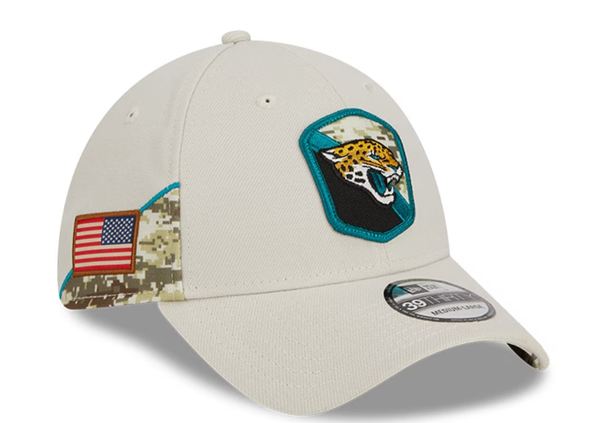 NFL Jacksonville Jaguars 2023 Salute To Service 39THIRTY Tan Flex Hat