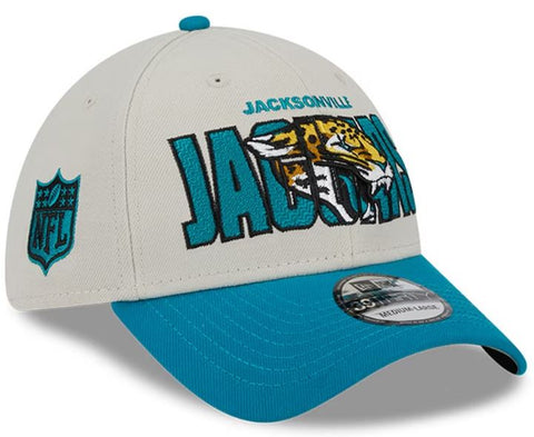 NFL Jacksonville Jaguars New Era 2023 NFL Draft 39THIRTY Flex Hat - Stone/Teal