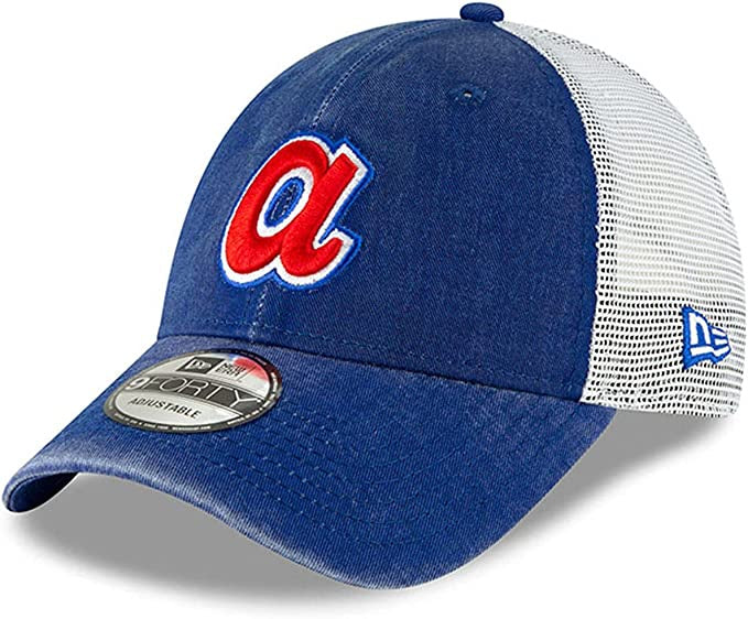 New Era Atlanta Braves Cooperstown Trucker 9FORTY Adjustable Hat Blue