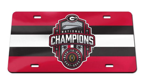 NCAA NATIONAL FOOTBALL CHAMPIONS GEORGIA BULLDOGS COLLEGE FOOTBALL PLAYOFF SPECIALTY ACRYLIC LICENSE PLATE