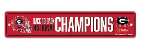 NCAA Georgia Bulldogs National Champions Playoff Street/Zone Sign 3.75" X 19"