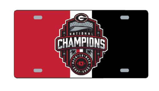 NCAA Georgia Metal License Plate Back to Back National Champions