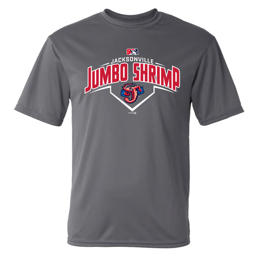 Jacksonville Jumbo Shrimp Gray  Performance Fabric Splinter T-Shirt