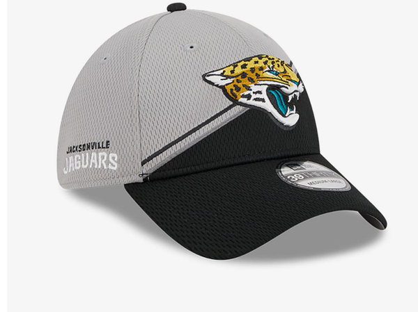 Jacksonville Jaguars New Era 39Thirty Men's Black/Gray 2023 Sideline Flex Hat