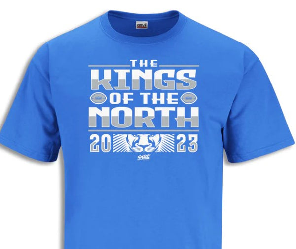 NFL Detroit Lions King of the North Blue Tees