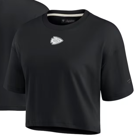 NFL kansas city chiefs Black Super Soft Boxy Short Sleeve Cropped T-Shirt